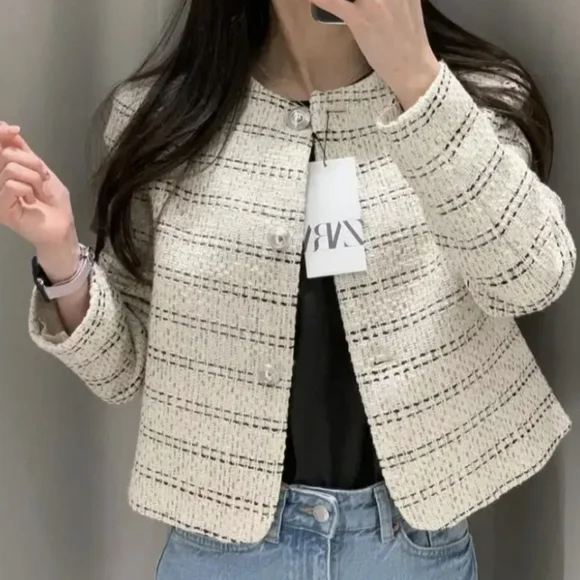 Zara Textured Tweed Blazer Size S - Picture 11 of 16